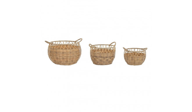 Basket set DKD Home Decor Natural Metal Polyethylene 38 x 38 x 34 cm 38 x 38 x 27 cm 3 Pieces