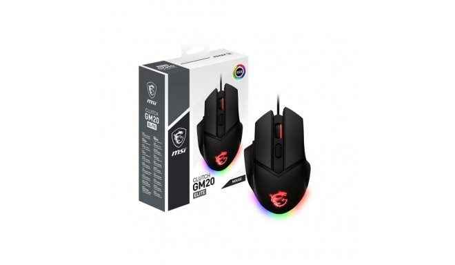 MSI CLUTCH GM20 ELITE optiline mänguhiir '6400 DPI optiline sensor, 6 programmeeritavat nuppu, kahe 