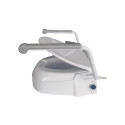 Raising toilet seat with handrails