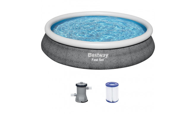 Bestway Fast Set above ground pool set, ? 457cm x 84cm, swimming pool (slate, with filter pump)