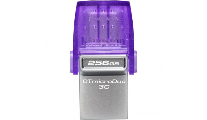 Kingston DataTraveler microDuo 3C 256GB USB Stick (Purple/Transparent, USB-A 3.2 Gen 1, USB-C 3.2 Ge