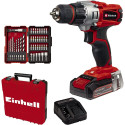 Einhell Cordless drill TE-CD 18/2 Li +39 (red/black, Li-ion battery 2.5Ah, case, 39-piece bit and dr