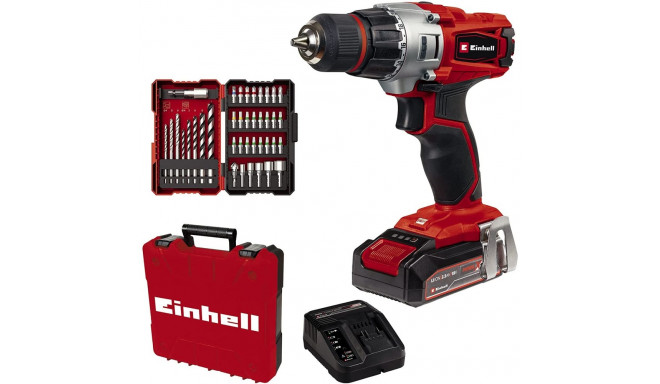 Einhell Cordless drill TE-CD 18/2 Li +39 (red/black, Li-ion battery 2.5Ah, case, 39-piece bit and dr