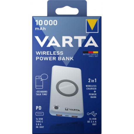Wireless Powerbank 10.000 (weiß, 10.000 mAh, Qi, Power Delivery, Quick Charge 3.0)