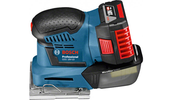 Bosch cordless orbital sander GSS 18V-10 Professional (blue, L-BOXX, without battery and charger)