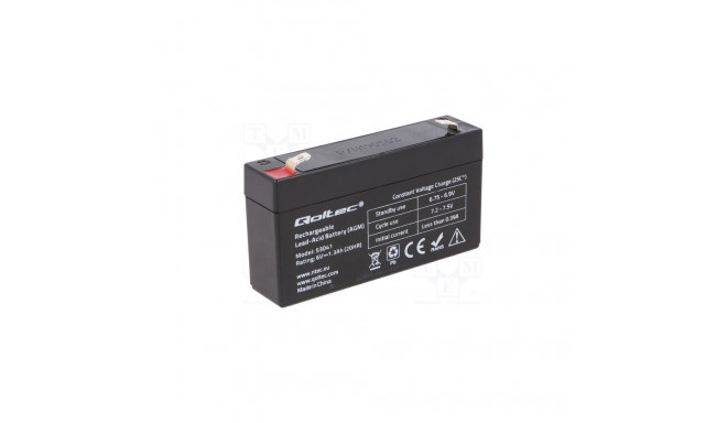 Battery, Lead-Acid 6V, 1,3Ah OLTEC