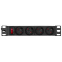 10’’ Power Distribution Unit with sockets 4 x NF C61-314 (standard PL, FR), plug DIN 49441, red ON/O