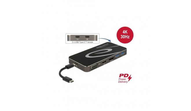 USB-C dock: 1xHDMI, 1x Displayport, 1x VGA, 2x USB-C 3.2, sobib ka MAC´ile