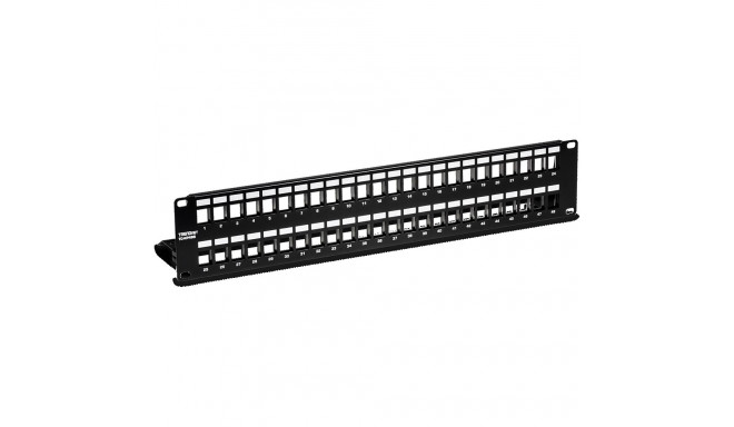 Paneel RJ45 Cat5e/Cat6/Cat6a 48 port 2U must tühi varjestatud