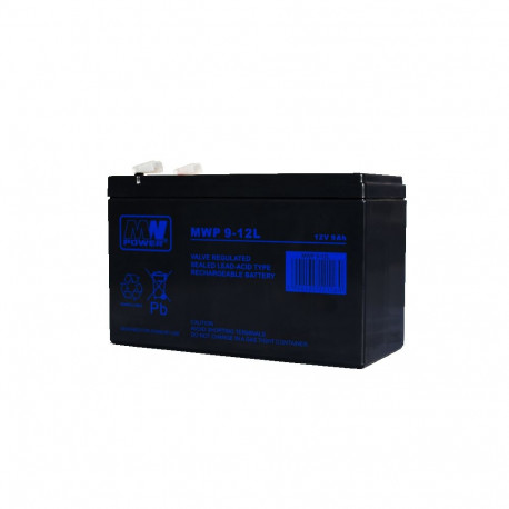 Lead acid battery MWP 9-12L (Long Life, 12V-9Ah, faston 250)