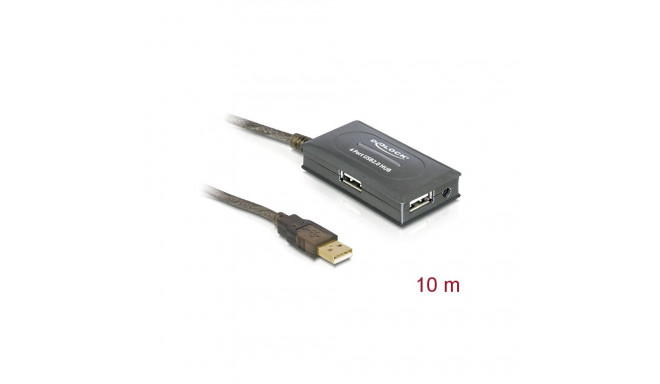 Delock USB 2.0 Extension Cable 10 m active with 4 port Hub