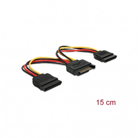 SATA Toitekaabel 15pin - 2x SATA 15 pin, 0.15m, sirge