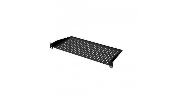 Fixed shelf 19´´, 2U, 300mm, mounting at front RAL 7021 black