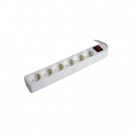 Extension cord 3,0m 6 sockets+switch, white