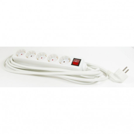 Extension cord 3,0m 5 sockets+switch white 1,5mm