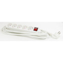 Extension cord 3,0m 5 sockets+switch white 1,5mm