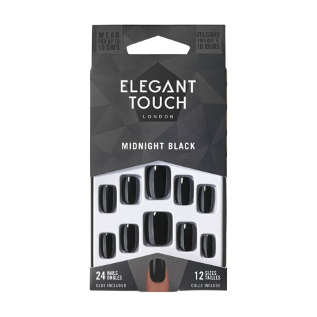 Kunstküüned Elegant Touch Core Colour Midnight black (24 pcs)
