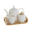 Tējkanna DKD Home Decor Balts Dabisks Bambuss Porcelāns