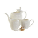 Teapot DKD Home Decor White Natural Bamboo Porcelain