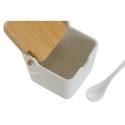 Сахарница DKD Home Decor Белый Натуральный Бамбук Фарфор 10,5 x 9 x 9 cm