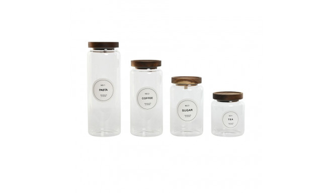 4 Tubs Home ESPRIT Natural Acacia Borosilicate Glass 1 L 1,3 L 1,7 L 10 x 10 x 29,5 cm