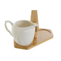 Piena un cukura trauks DKD Home Decor Balts Dabisks Bambuss Porcelāns 19,5 x 9 x 17 cm