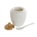 Piena un cukura trauks DKD Home Decor Balts Dabisks Bambuss Porcelāns 19,5 x 9 x 17 cm