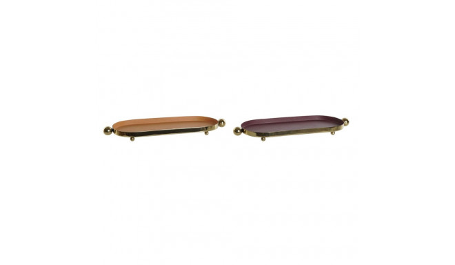Centerpiece DKD Home Decor Orange Magenta Golden Iron 35 x 13 x 3 cm (2 Units)