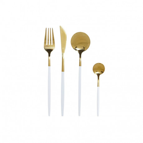 Cutlery DKD Home Decor White Golden Stainless steel 4,5 x 2,5 x 20,5 cm 24 Pieces