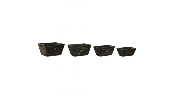 Storage boxes Home ESPRIT Black Fir wood 34 x 26 x 18 cm 4 Pieces