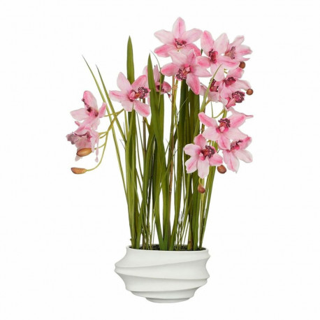 Dekoratiivne Taim Mica Decorations Cymbidium Polüester Orhidee 81 x 49 x 40 cm Kunstlik