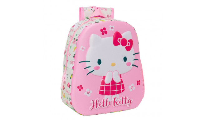 3D-Laste seljakott Hello Kitty Roheline Roosa 27 x 33 x 10 cm