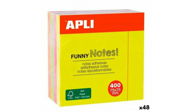 Kleepuvad Märkmepaberid Apli Funny Mitmevärviline 75 x 75 mm (48 Ühikut)
