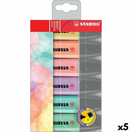 Pimeduses Helendavate Markerite Komplekt Stabilo Boss Mitmevärviline (5 Ühikut)