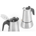 Italian Coffee Pot Black Silver Steel 6 Cups Italian Coffee Pot Black Silver Steel 6 Cups