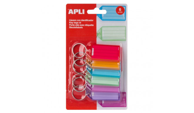 Võtmehoidja nimesildiga, assortiivärvid 6tk/pk, Apli