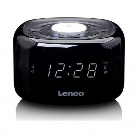 New! Lenco radio clock with night light white CR-12BK