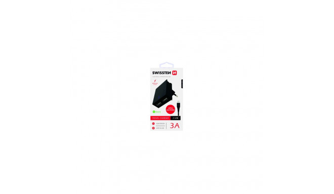 Swissten Premium võrgulaadija USB 3A / 15W koos Lightning (MD818) kaabliga 120 cm must