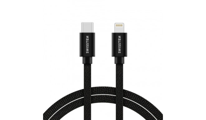 Swissten Textile Universal Quick Charge 3.1 USB-C to Lightning Data and Charging Cable 1.2m Black