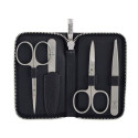 DOVO 6440186 Manicure Set No. 5, matt stainless, black leath