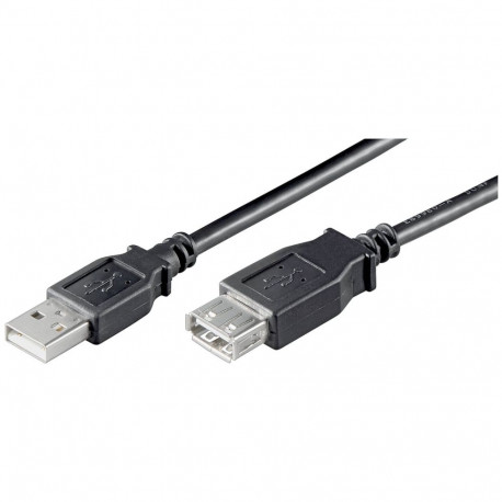 USB 2.0 Verlängerungskabel, USB-A Stecker > USB-A Buchse (schwarz, 5 Meter)