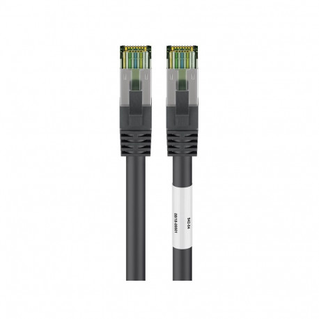 CAT 8.1 patch cord 1.0m, S/FTP (PiMF), black LSZH halogen-free, AWG24, 99,9% OFC copper