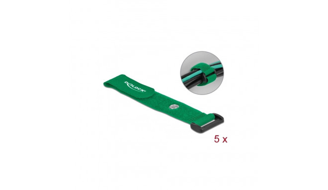 Delock Hook-and-loop cable tie with Loop and Fastening Eyelet L 190 x W 25 mm green 5 pieces