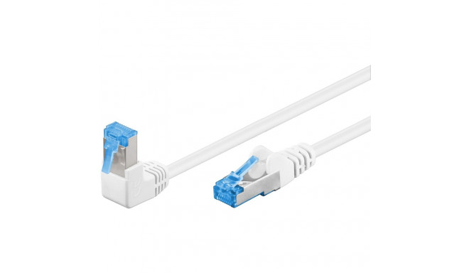 Võrgukaabel Cat6a S/FTP 1.0m, valge, (1x90° nurgaga üles), PiMF, LSZH, CU