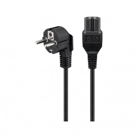 220V Toitekaabel 2.0m, 10A, must, CEE 7/7 pistik nurgaga - C15