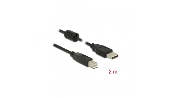 Delock Cable USB 2.0 Type-A male > USB 2.0 Type-B male 2.0 m black