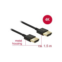 Delock Cable High Speed HDMI with Ethernet - HDMI-A male > HDMI-A male 3D 4K 1.5 m Slim High Quality