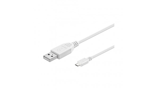 USB 2.0 kaabel A - Micro B 1.8m, valge