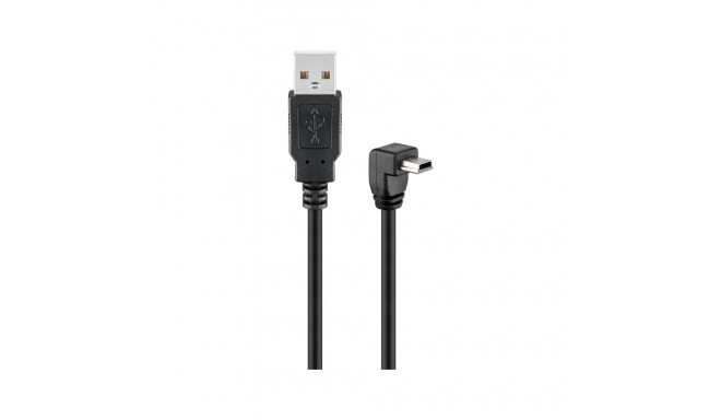 USB 2.0 kaabel A - Mini B nurgaga 1.8m, must