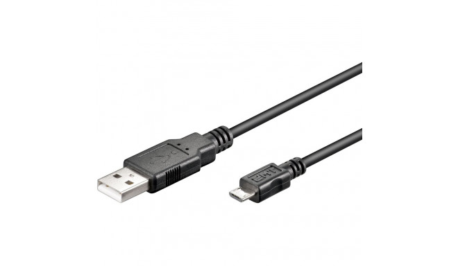 USB 2.0 kaabel A - Micro B 0.6m, must